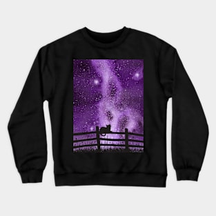 Night full of Sky Purple Watercolor Galaxy Painting Crewneck Sweatshirt